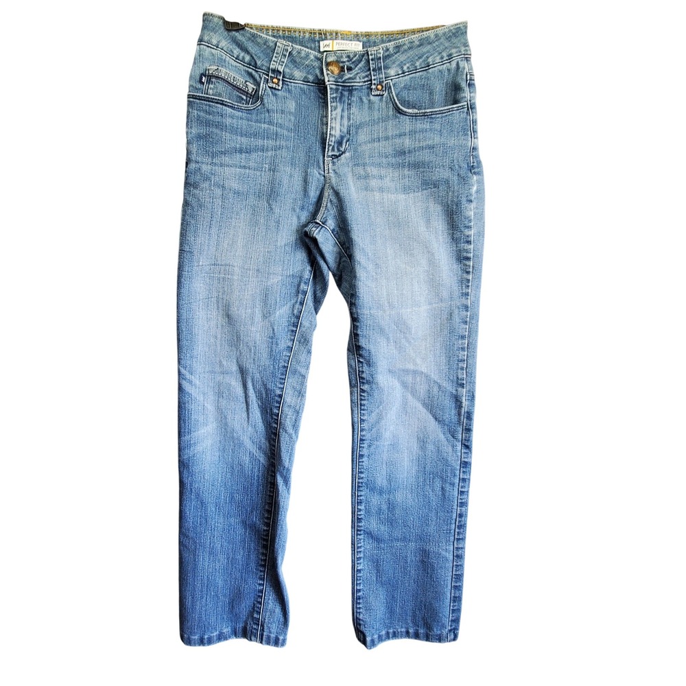 Lee Perfect Fit Straight Leg Jeans Medium Wash Blue Denim Women 10 Medium
